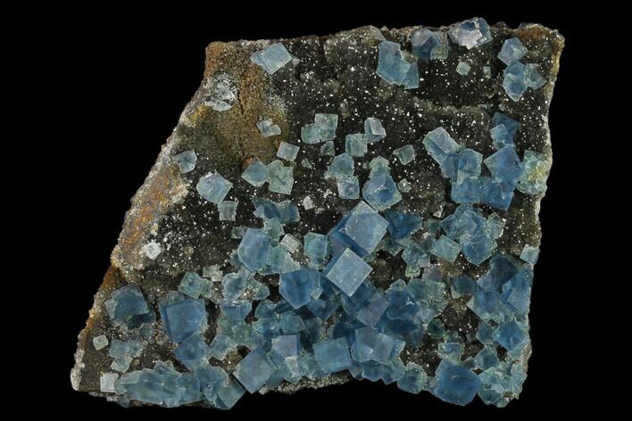 Blue Cubic Fluorite on Quartz - China #140262